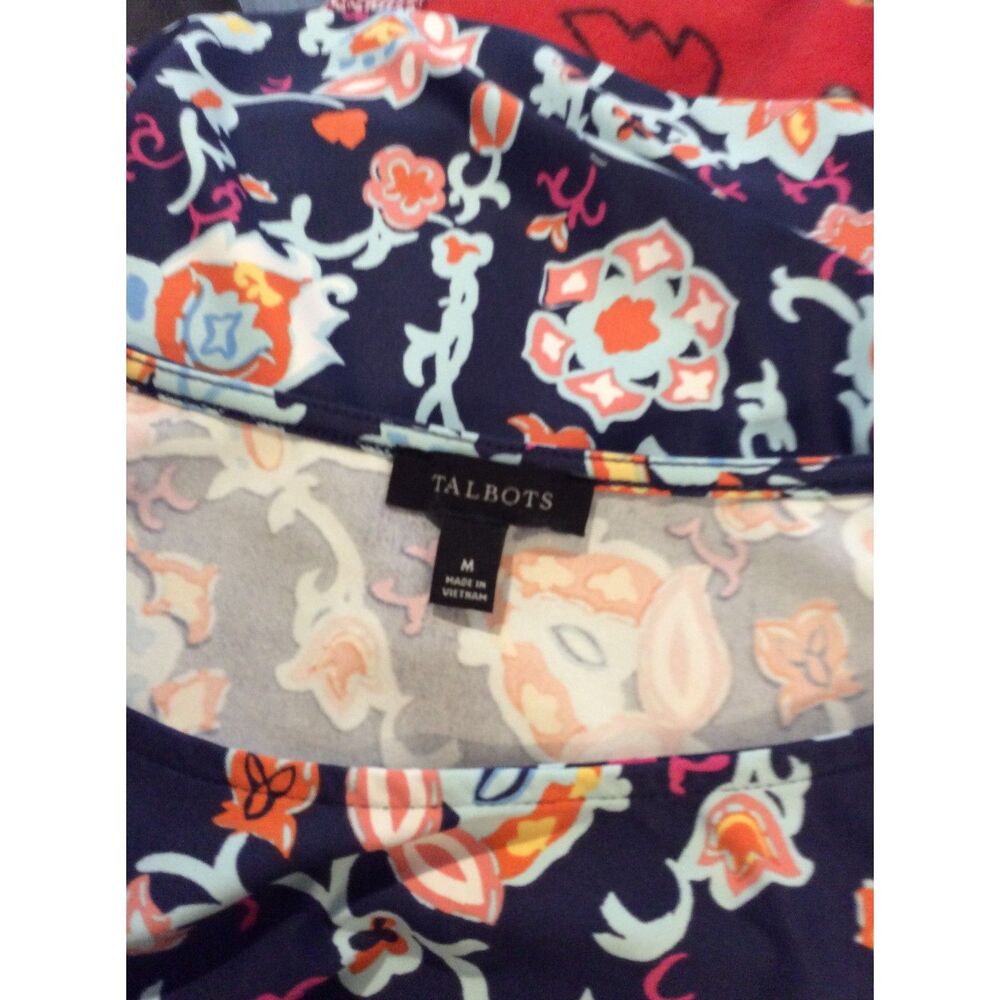 Talbots Floral Sleeveless Dress Medium M Blue VNC - Picture 3 of 5
